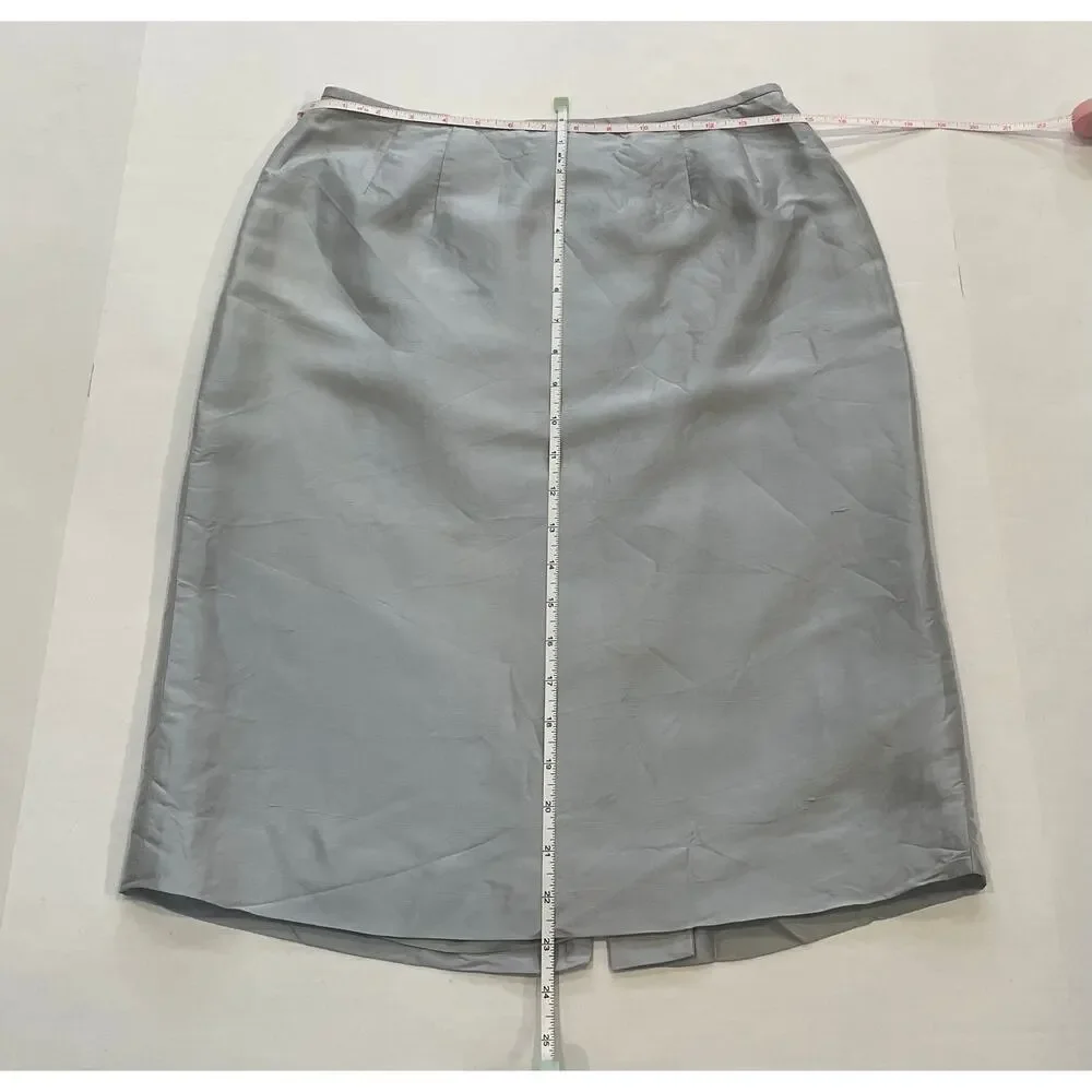 Kasper Petite Baby Blue Silk Pencil Skirt, Minimalist, Classic, Size 8P